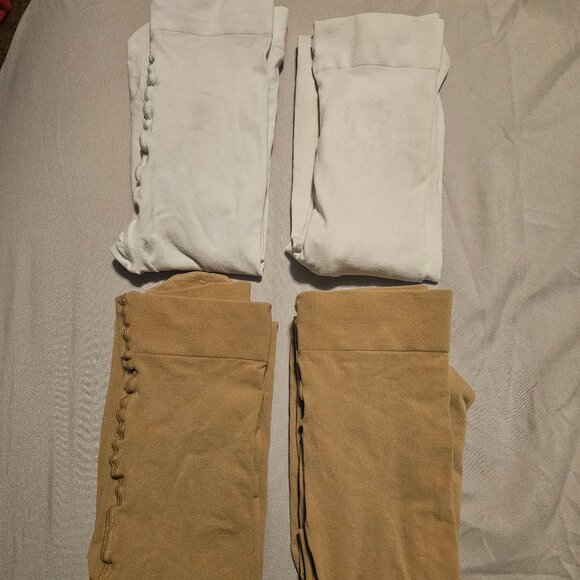 FOUR (4) PAIR Daydance Girls' Transition Tights, size L (2 white, 2 tan) NWOT - Picture 1 of 3